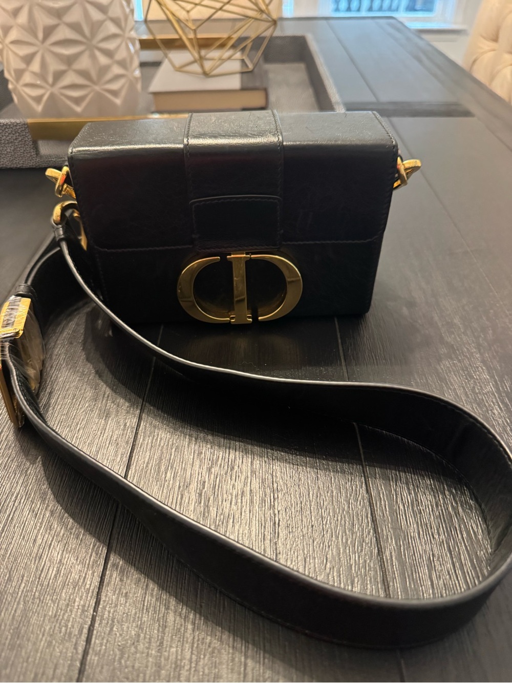 Christian Dior 30 Montaigne Black Leather Box Bag